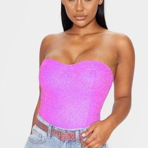 Lilac glitter bandeau bodysuit, size 4